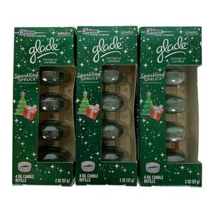 Glade Sparkling Spruce Winter Scented Oil Candle Refills Three 4-Packs Holiday